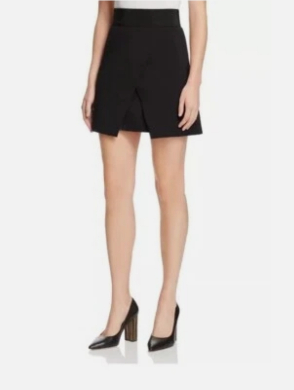 Alice + Olivia Black Overlap Mini Skirt - Picture 3 of 12